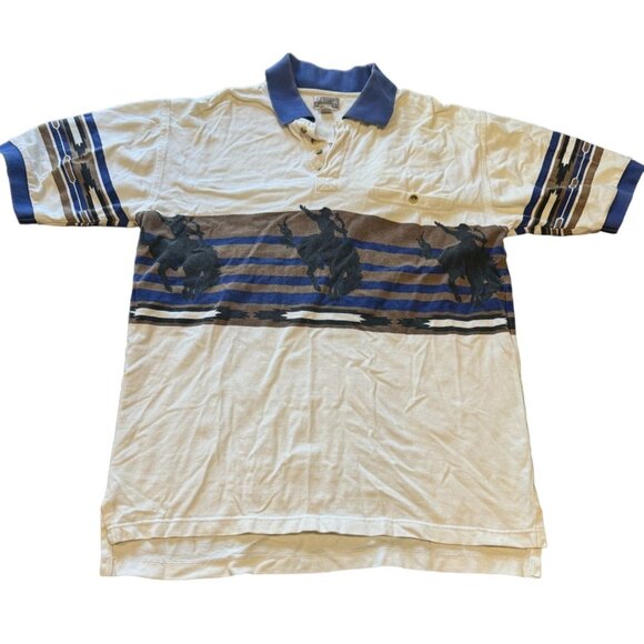 Express Riders Short Sleeve Western Casual Rodeo Cowboy Polo Shirt‎ Size M |W1 - Picture 1 of 5